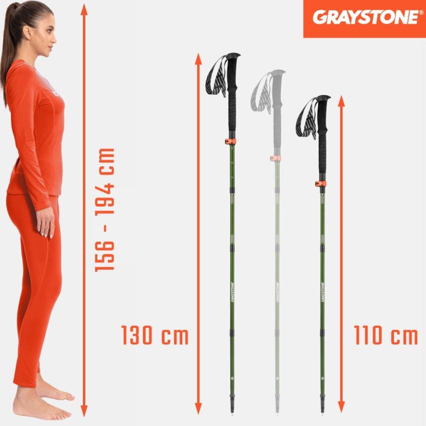 Sulankstomos reguliuojamos trekingo lazdos "Graystone"