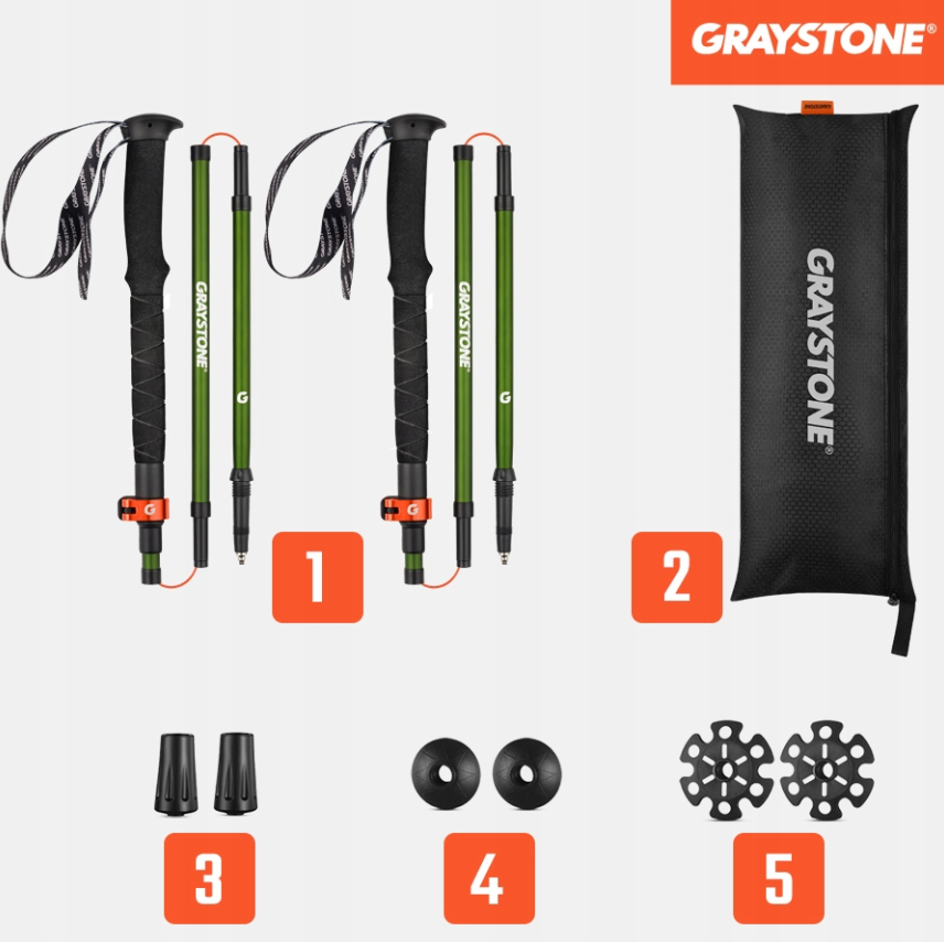 Sulankstomos reguliuojamos trekingo lazdos "Graystone"