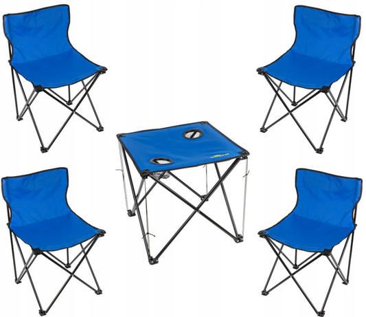 Sulankstomas stalas su 4 kėdėmis – kempingo rinkinys