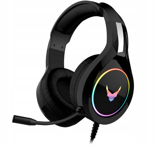 Žaidimų ausinės su mikrofonu ir RGB apšvietimu
