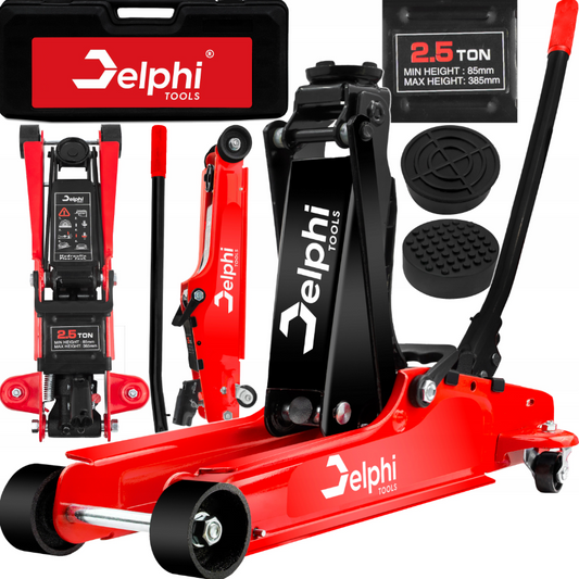 Automobilinis žemo profilio hidraulinis keltuvas su gumine atrama "Delphi"