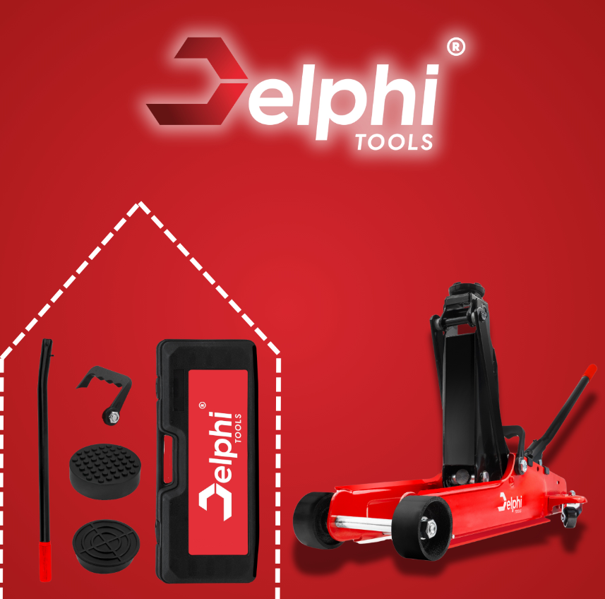 Automobilinis žemo profilio hidraulinis keltuvas su gumine atrama "Delphi"