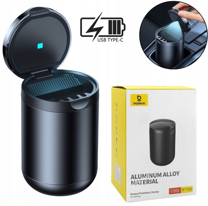 Automobilinė peleninė - šiukšlių dėžė su apšvietimu