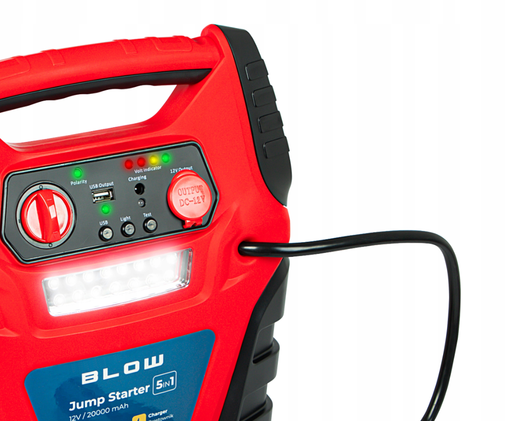 Automobilio užvedėjas su kompresoriumi ir LED žibintu