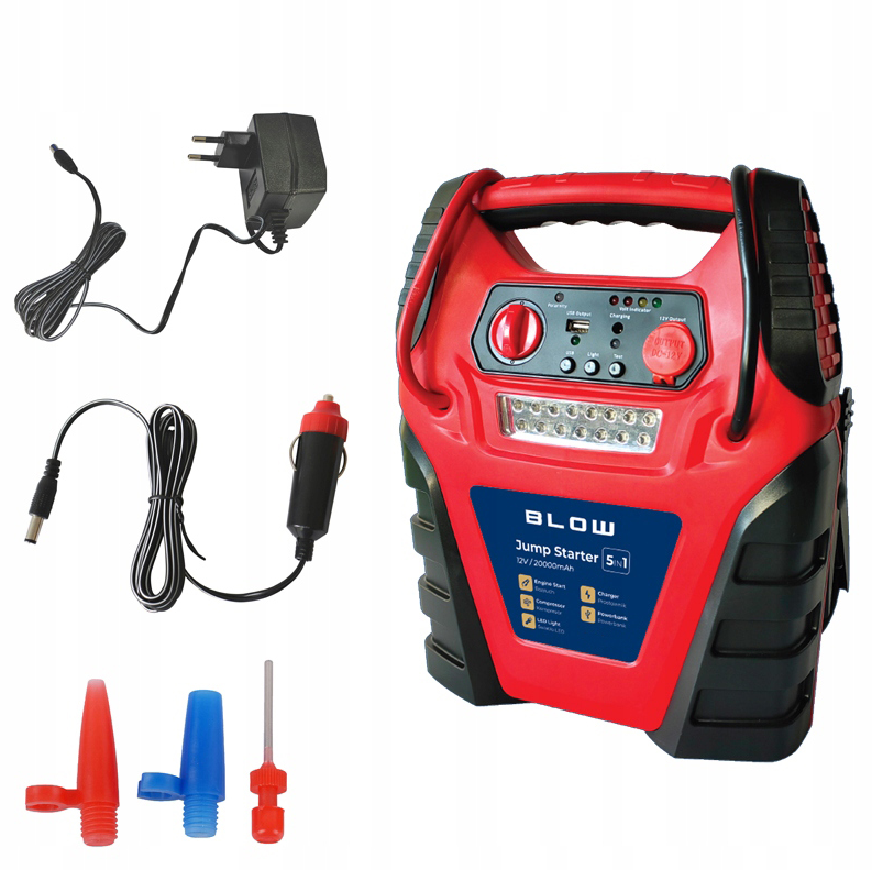 Automobilio užvedėjas su kompresoriumi ir LED žibintu