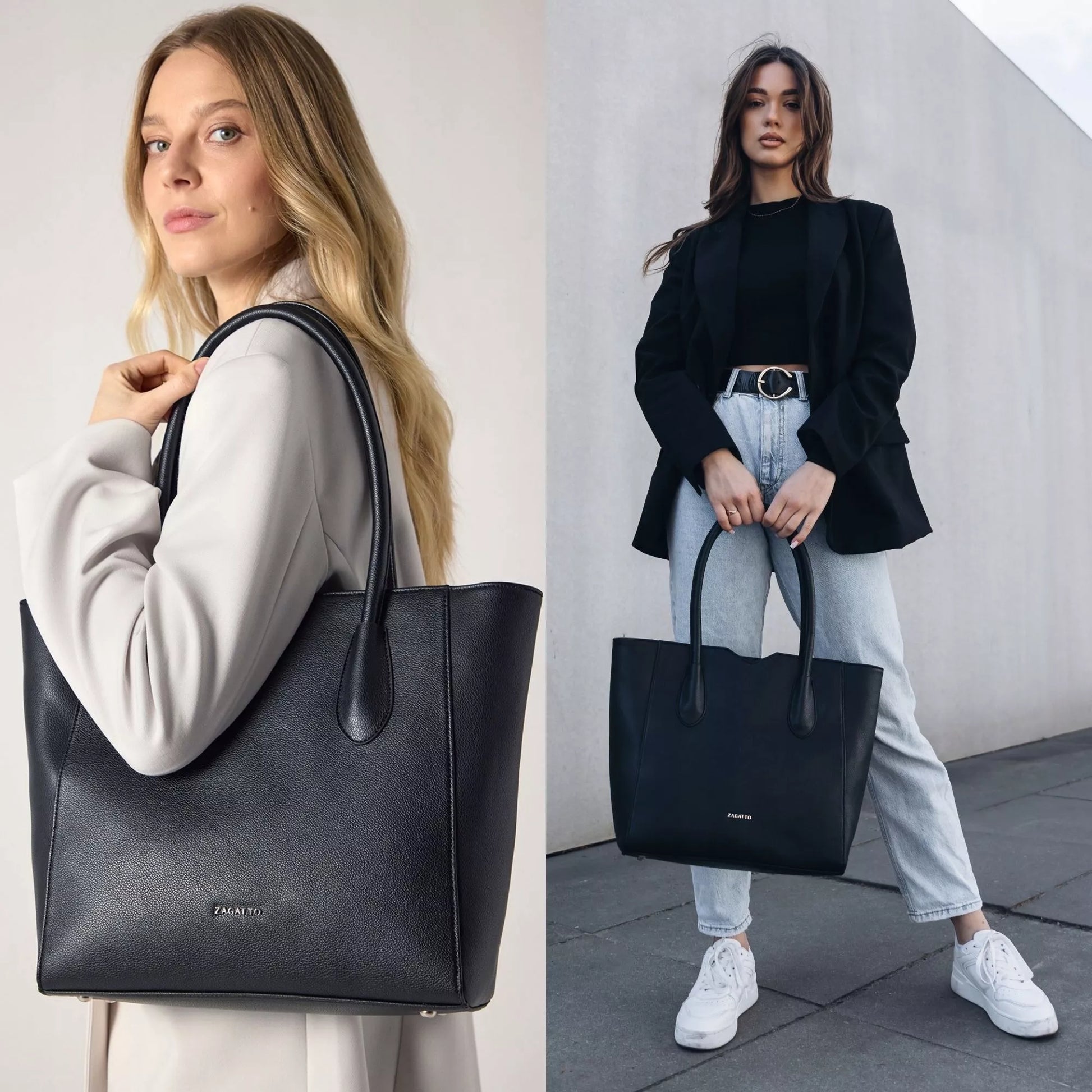 Moteriškas „Zagatto“ pirkinių krepšys (shopper), dirbtinė oda, didelis, tinka A4 formatui, darbui ir mokyklai