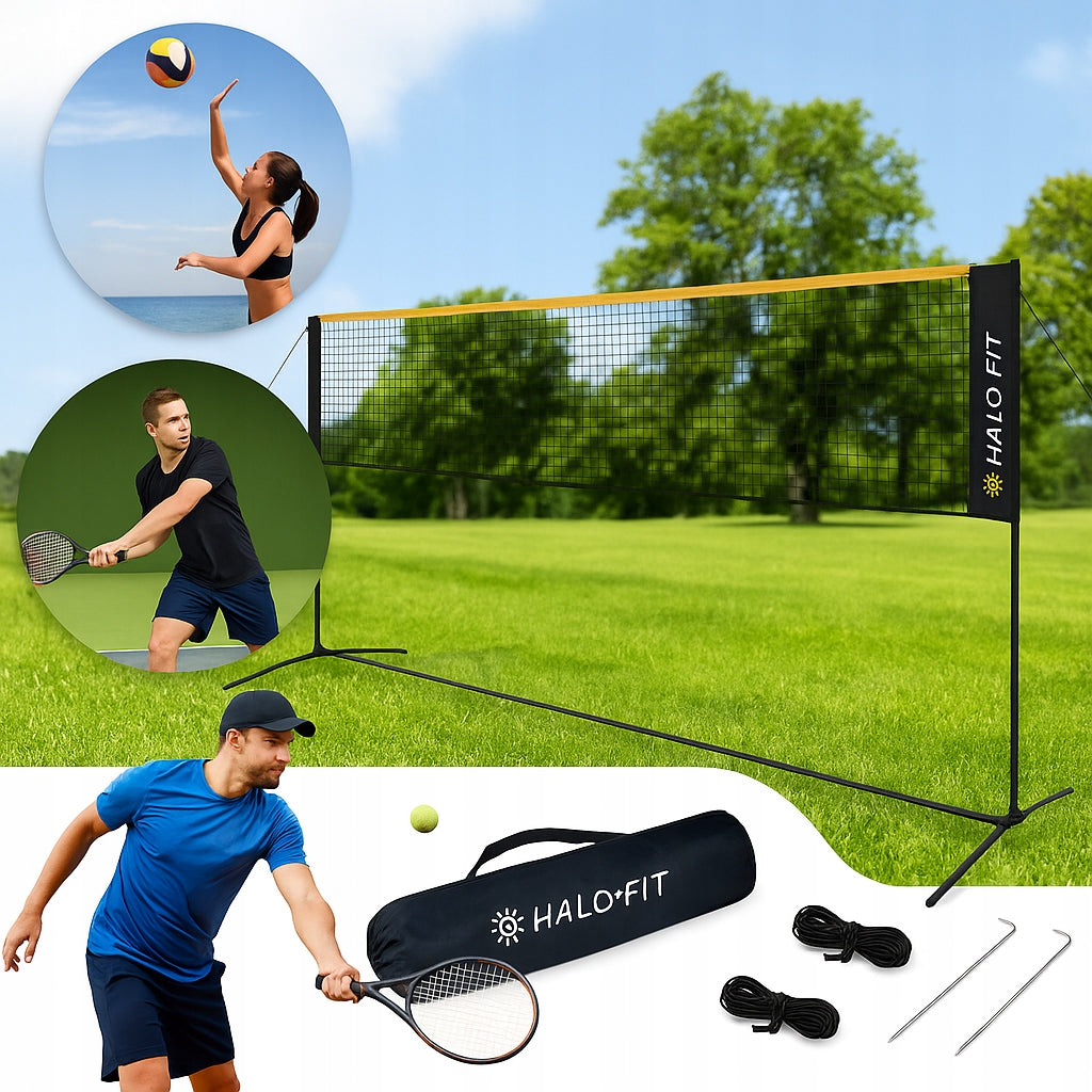 Tinklas tinkliniui, badmintonui, tenisui 3 viename Universali Tvirta 3,6m Halo-Fit