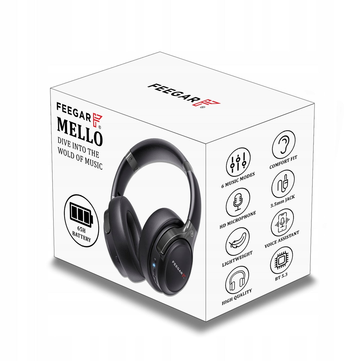 Belaidės ausinės FEEGAR Mello ant ausies 65H Bluetooth 5.3 Mikrofonas 6EQ
