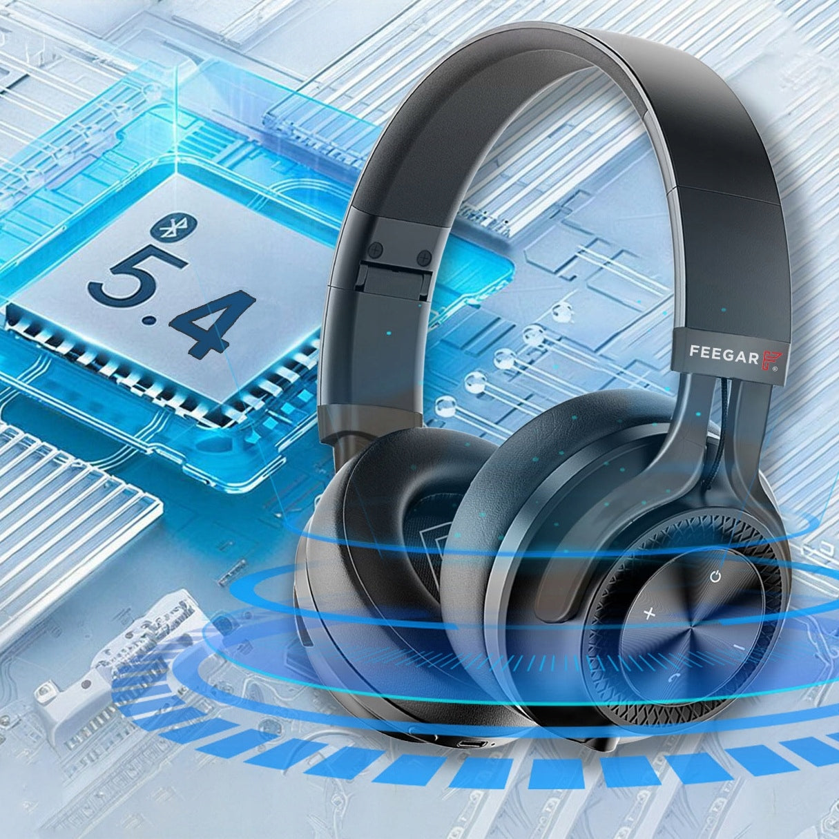 Belaidės ant ausų kabinamos ANC ausinės FEEGAR AlphaBeat 65H Juodos Bluetooth