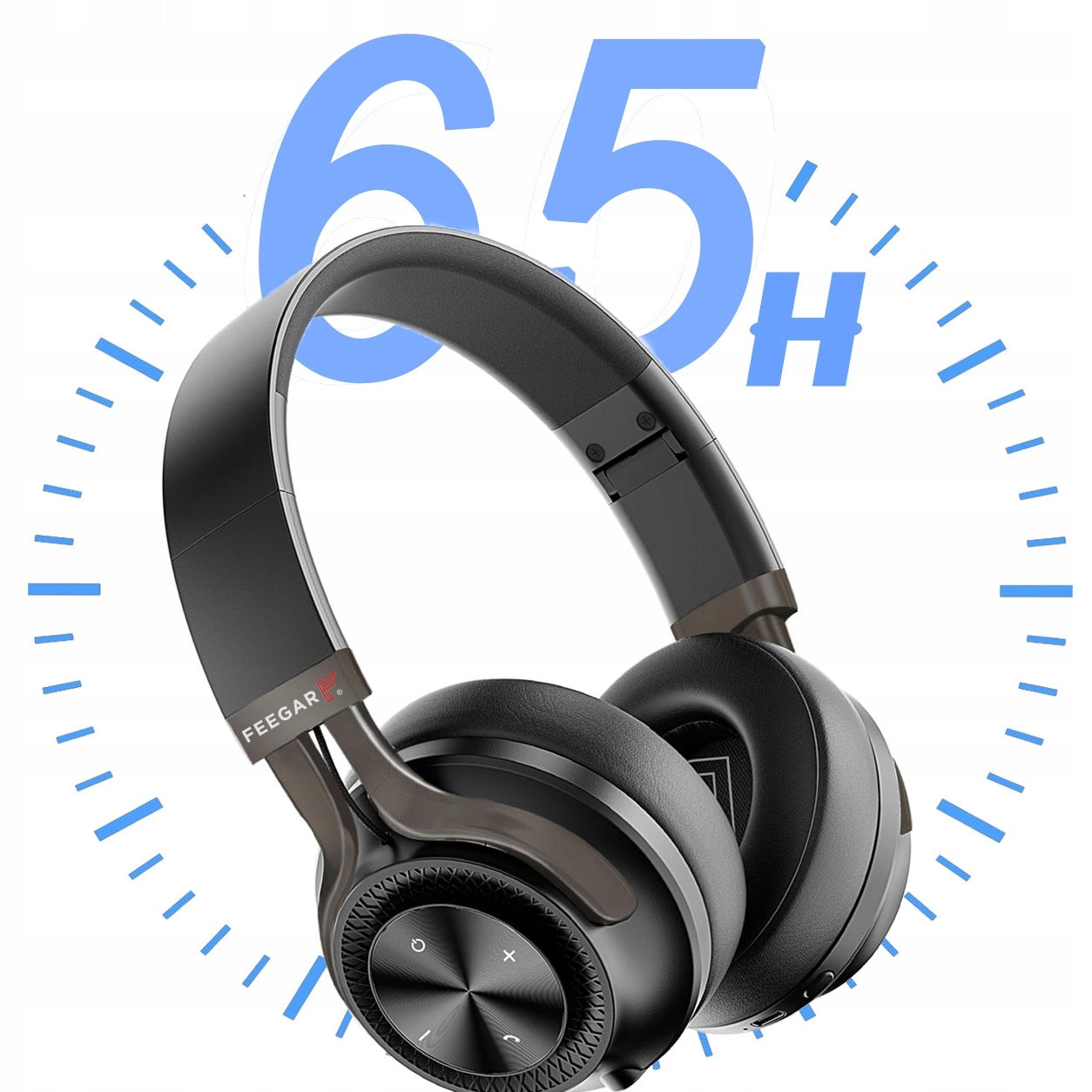 Belaidės ant ausų kabinamos ANC ausinės FEEGAR AlphaBeat 65H Juodos Bluetooth