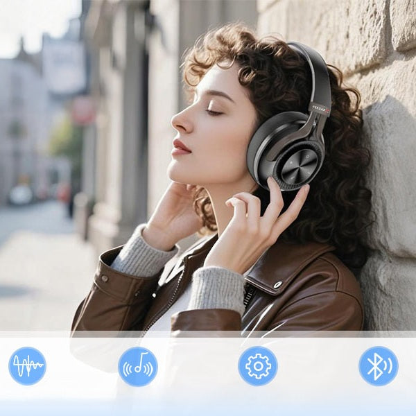 Belaidės ant ausų kabinamos ANC ausinės FEEGAR AlphaBeat 65H Juodos Bluetooth