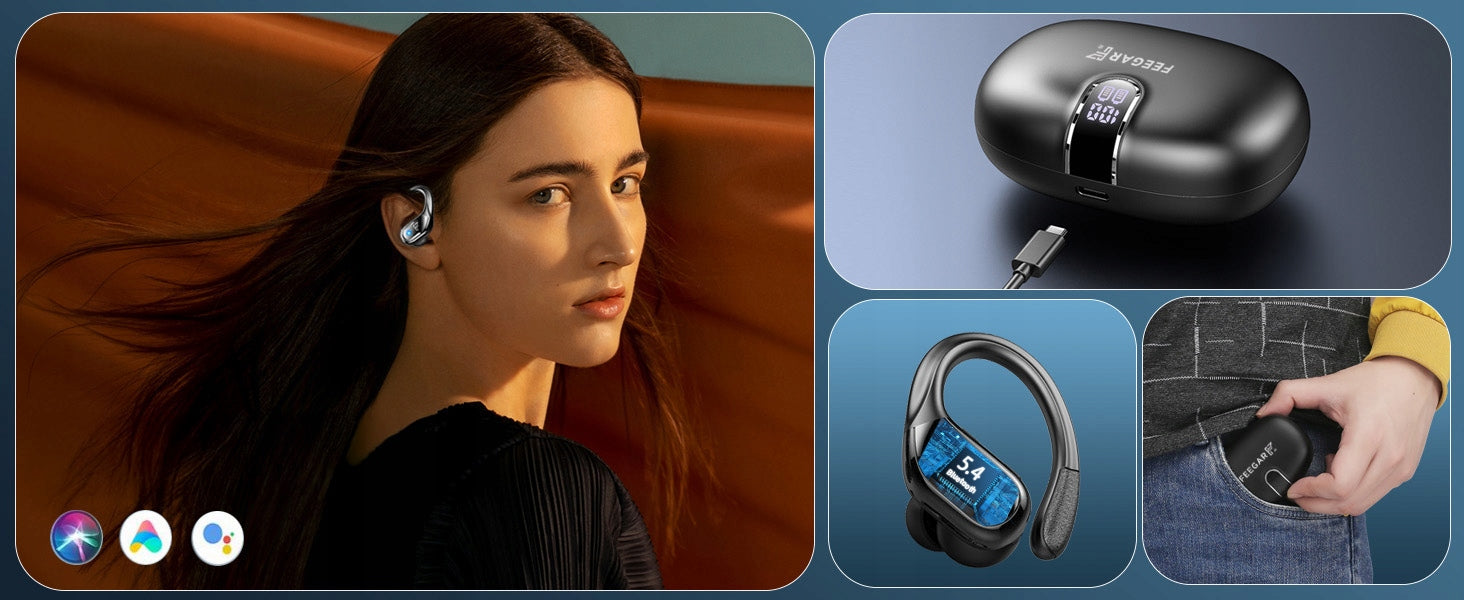 Belaidės ausinės FEEGAR SPORT Bluetooth 5.4 Baterija 70H Ausyse esančios IPX5