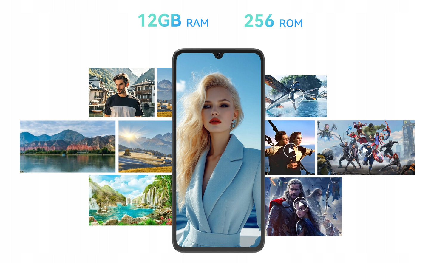Išmanusis telefonas CUBOT A40 6,88" 12/256GB DUAL SIM NFC ANDROID 15 + Dėklas + Folija