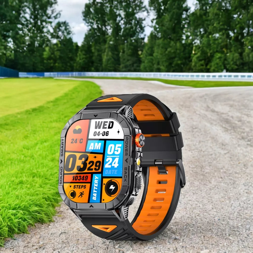 Vyriškas išmanusis lauko laikrodis sandarus IP68 AMOLED GlacierX Racer Black