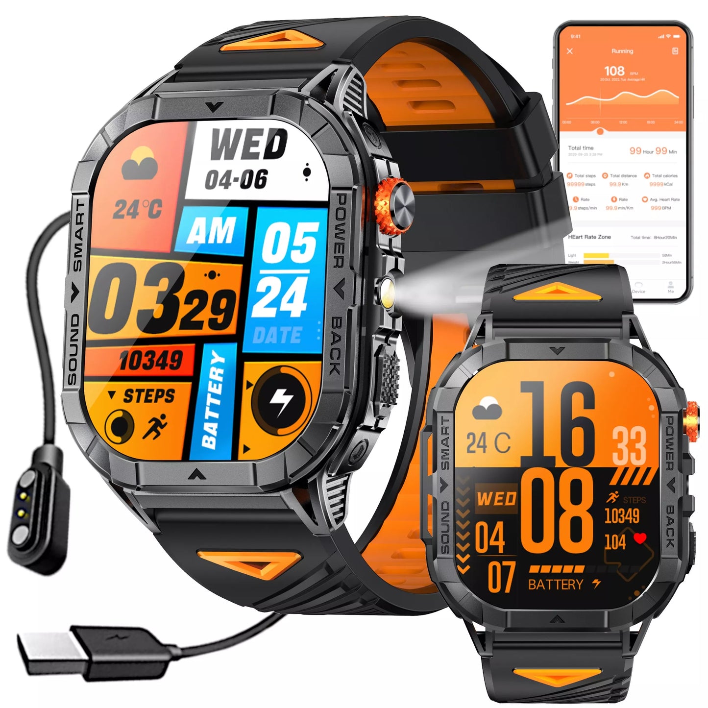 Vyriškas išmanusis lauko laikrodis sandarus IP68 AMOLED GlacierX Racer Black