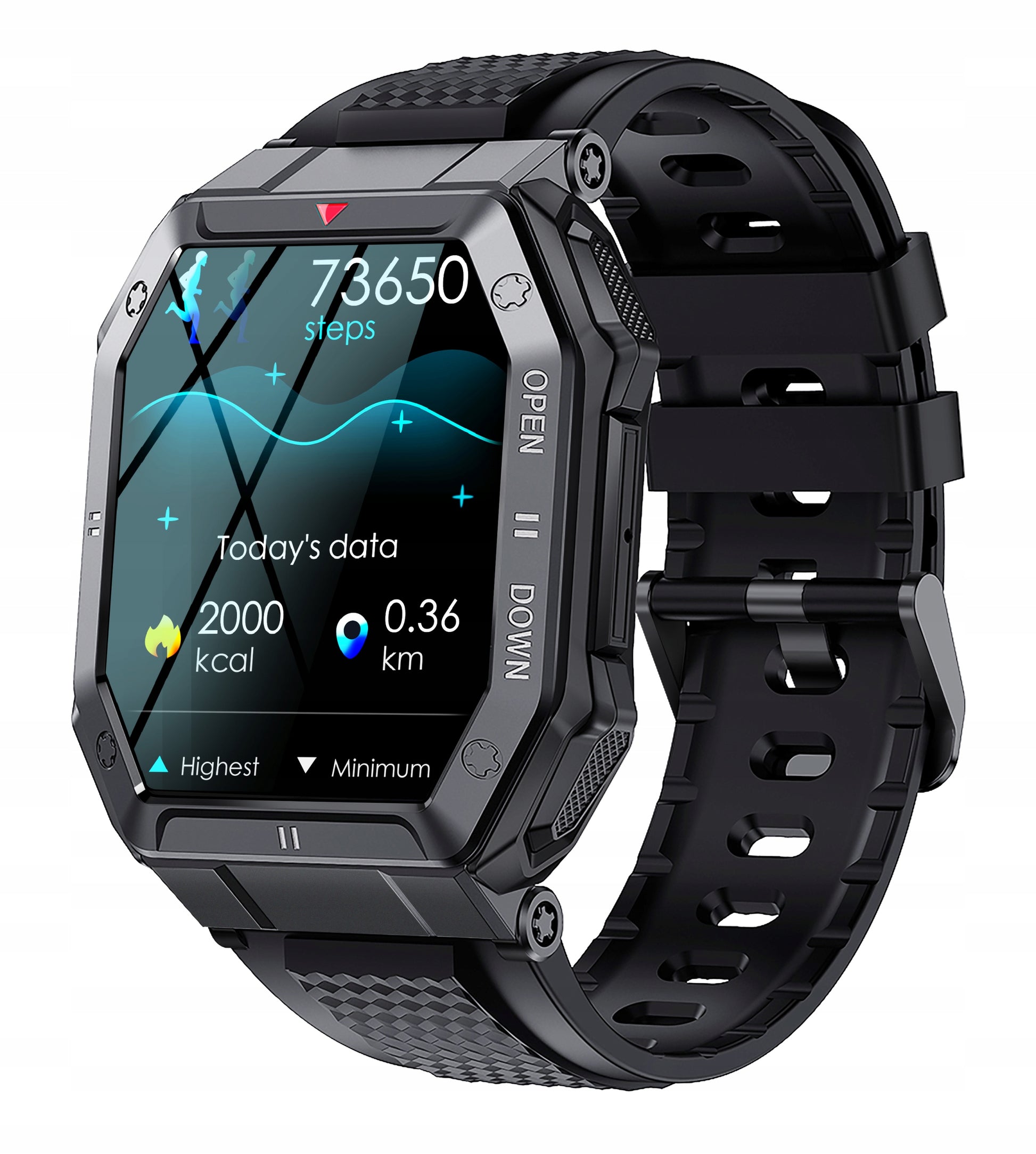 Vyriškas išmanusis laikrodis DIDELIS, VANDENIUI ATSPARUS, SKAMBUČIAI, Juodas GlacierX Trail