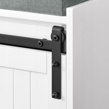 SoBuy Balta batų spintelė su sėdyne ir stumdomomis durimis FSR133-K-W