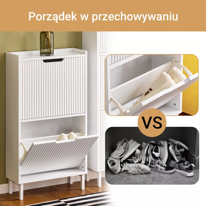 SoBuy Balta siaura stovinti batų spintelė prieškambariui FSR177-W