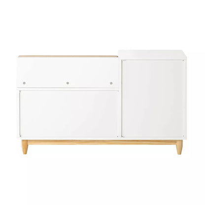 SoBuy Baltas batų stovas su suoliuku, lentyna, sėdimoji vieta, smėlio spalvos FSR128-W