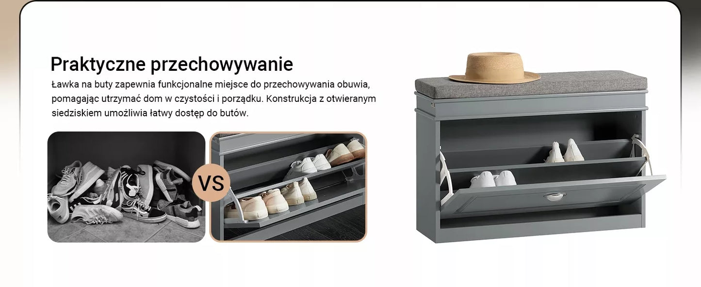 SoBuy Batų suoliukas su pilka sėdyne Spinta prieškambariui FSR82-L-HG