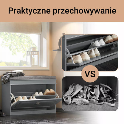 SoBuy Batų suoliukas su pilka sėdyne Spinta prieškambariui FSR82-L-HG