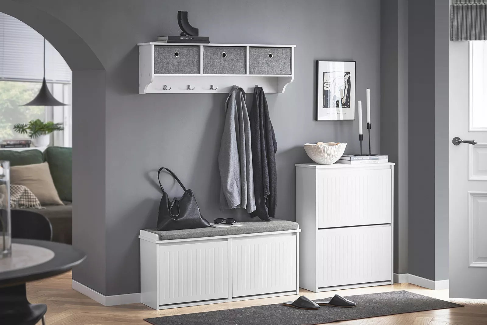 SoBuy Suolas su sėdimąja dalimi Batų spintelė Komoda prieškambariui FSR98-W