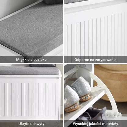 SoBuy Suolas su sėdimąja dalimi Batų spintelė Komoda prieškambariui FSR98-W