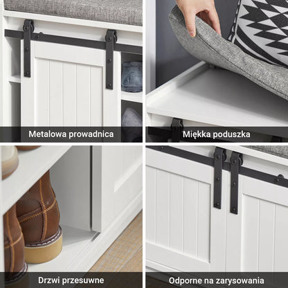 SoBuy suolas su sėdyne Batų spintelė su 3 stumdomomis durimis FSR133-W