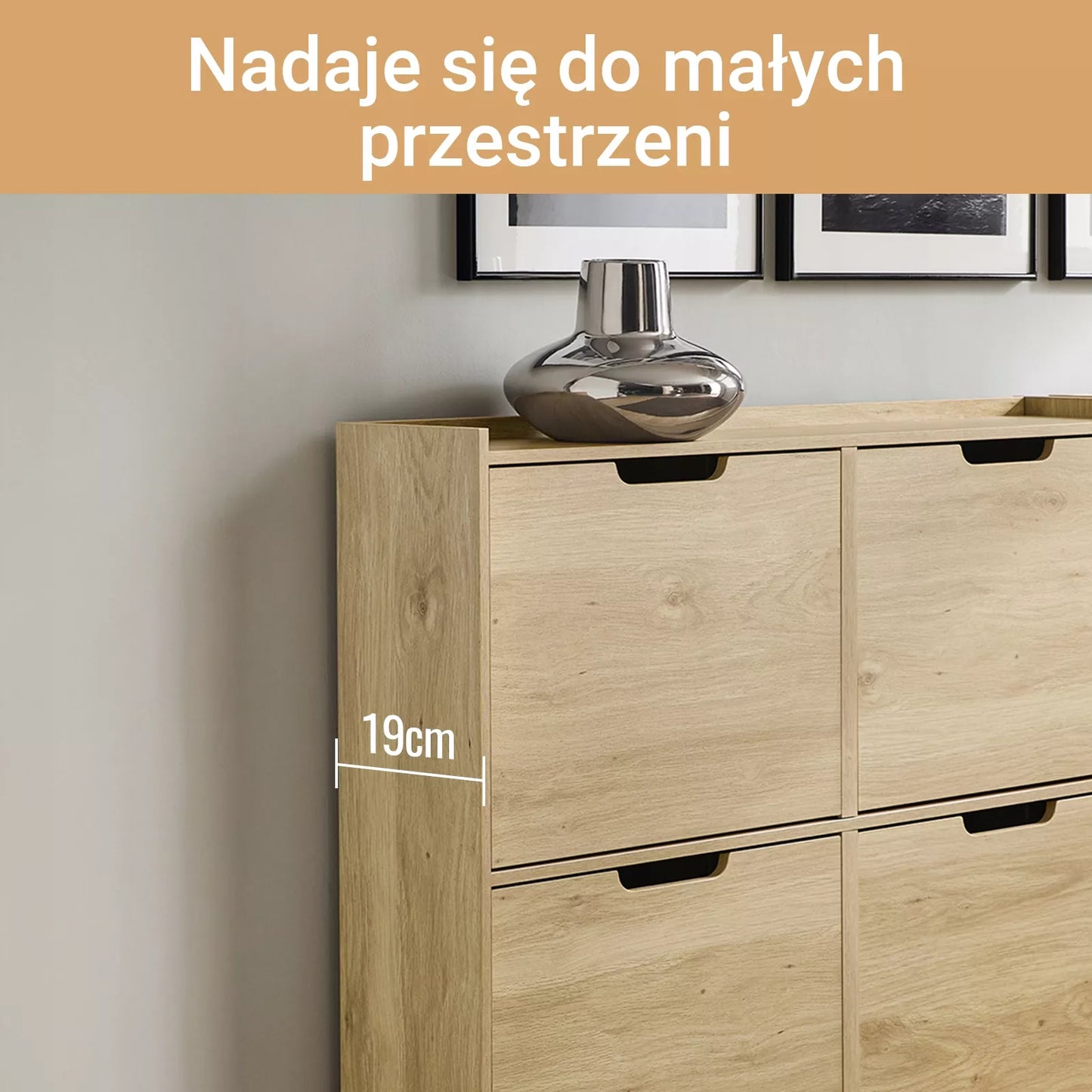 SoBuy Batų spintelė su 4 durelėmis ąžuolo spalvos komoda prieškambariui FSR100-N