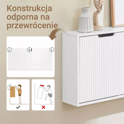 SoBuy Batų spintelė 2 atvartų drabužinė, sieninis organizatorius, balta FSR204-W