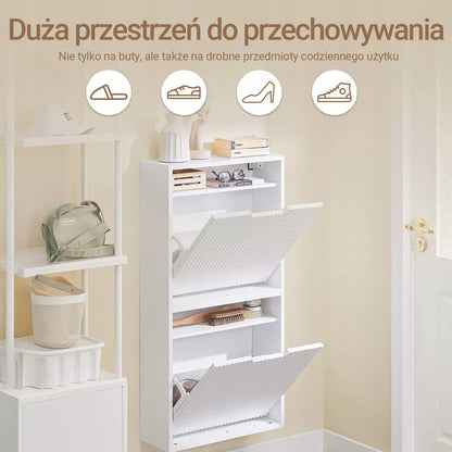 SoBuy Batų spintelė 2 atvartų drabužinė, sieninis organizatorius, balta FSR204-W