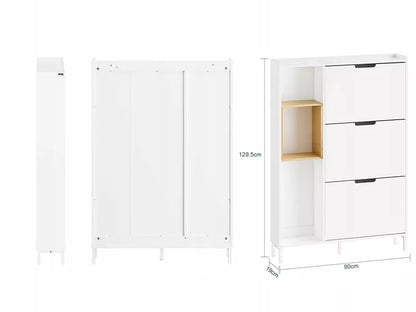SoBuy Batų spintelė, 90,2x129,6x19,1 cm, Balta, MDF plokštė, FSR209-WN
