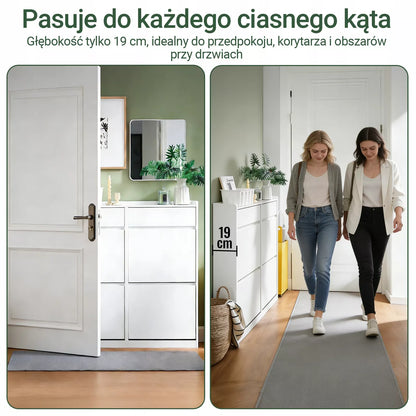 SoBuy Batų spintelė su 4 durelėmis ir 2 stalčiais prieškambariui FSR169-W
