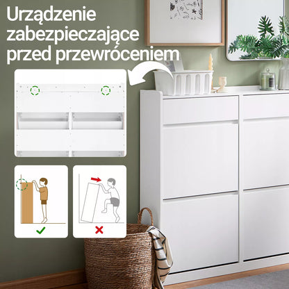 SoBuy Batų spintelė su 4 durelėmis ir 2 stalčiais prieškambariui FSR169-W