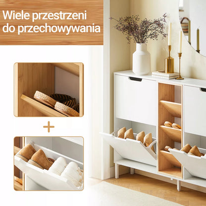 SoBuy Batų spintelė su lentynomis ir durelėmis, drabužių spinta, organizatorius FSR183-WN