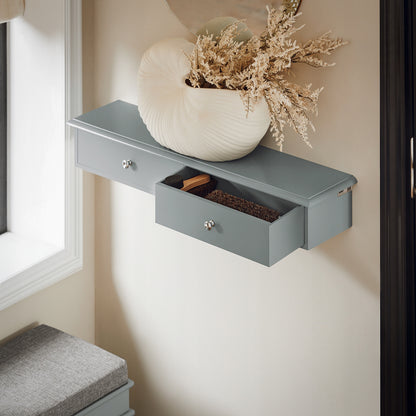 SoBuy Pilka pakabinama sieninė lentyna su 2 stalčiais svetainei FRG43-HG