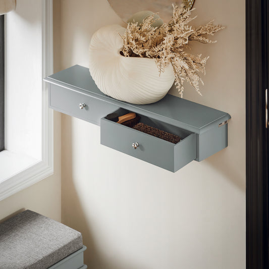 SoBuy Pilka pakabinama sieninė lentyna su 2 stalčiais svetainei FRG43-HG