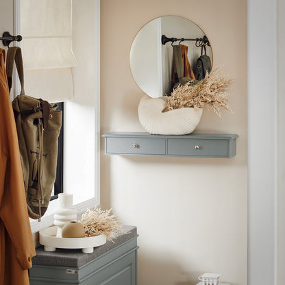 SoBuy Pilka pakabinama sieninė lentyna su 2 stalčiais svetainei FRG43-HG