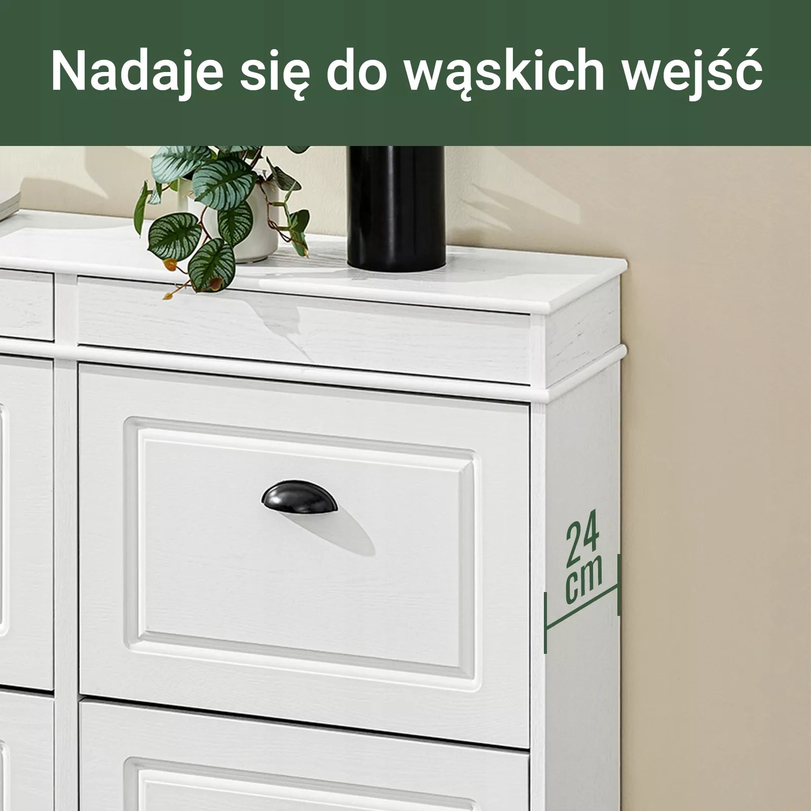 SoBuy Siauras Batų spintelė su 4 atverčiamomis durelėmis Balta prieškambariui FSR79-WG