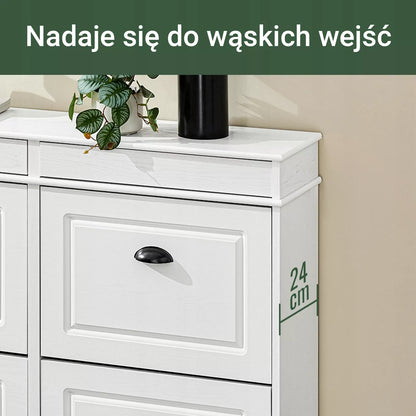 SoBuy Siauras Batų spintelė su 4 atverčiamomis durelėmis Balta prieškambariui FSR79-WG