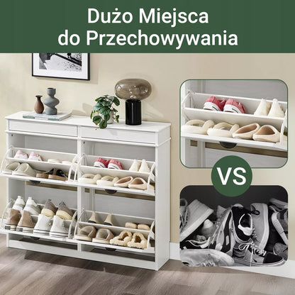 SoBuy Siauras Batų spintelė su 4 atverčiamomis durelėmis Balta prieškambariui FSR79-WG