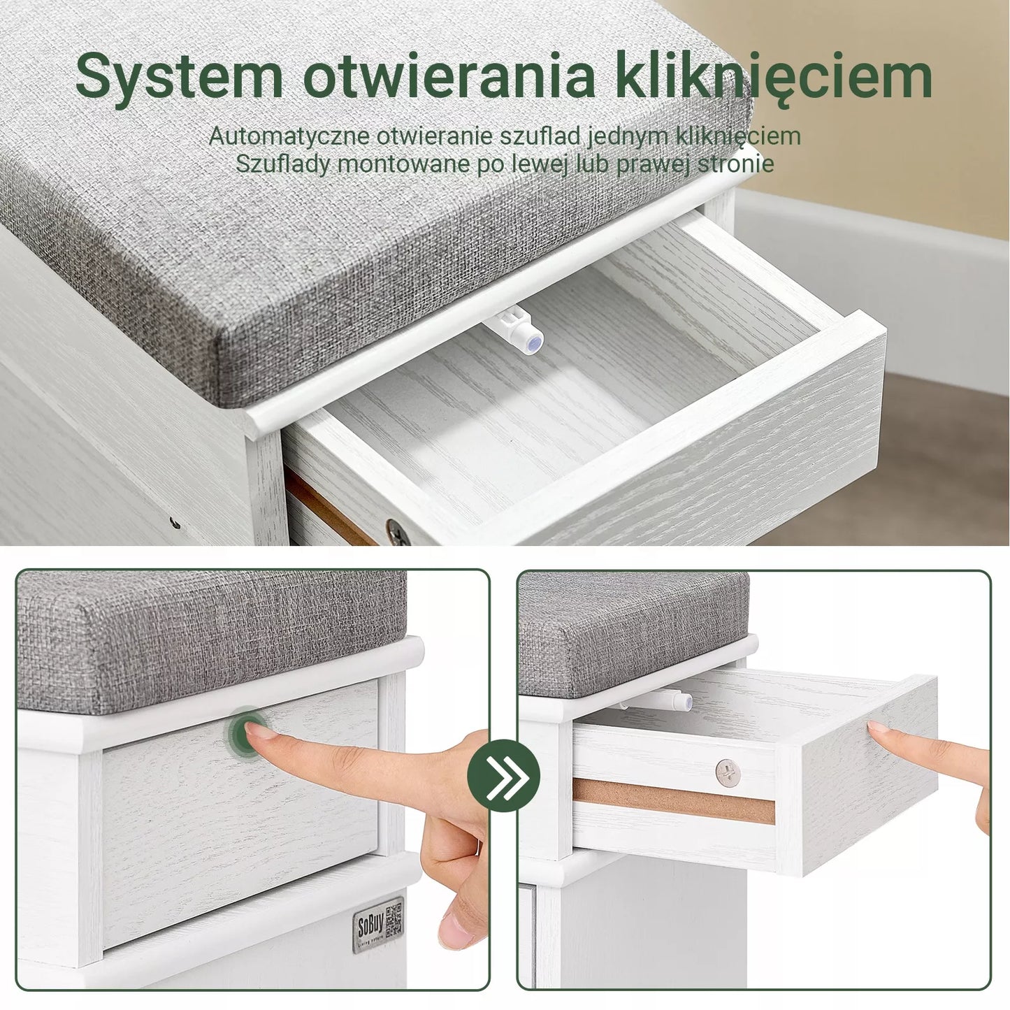 SoBuy Siauraitė batų spintelė su sėdyne ir 2 atverčiamomis durelėmis Balta FSR64-WG
