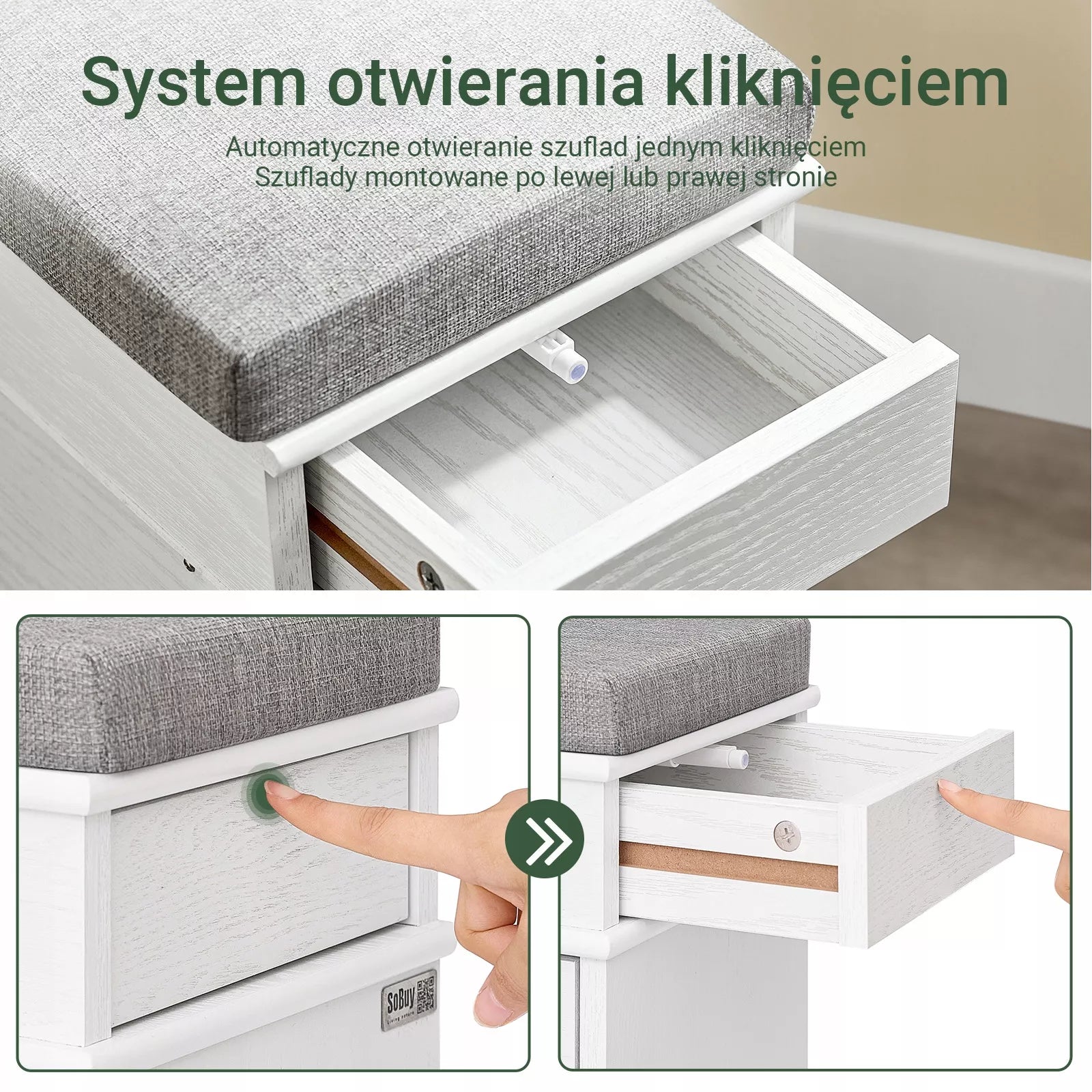 SoBuy Siauraitė batų spintelė su sėdyne ir 2 atverčiamomis durelėmis Balta FSR64-WG