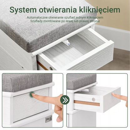 SoBuy Siauraitė batų spintelė su sėdyne ir 2 atverčiamomis durelėmis Balta FSR64-WG