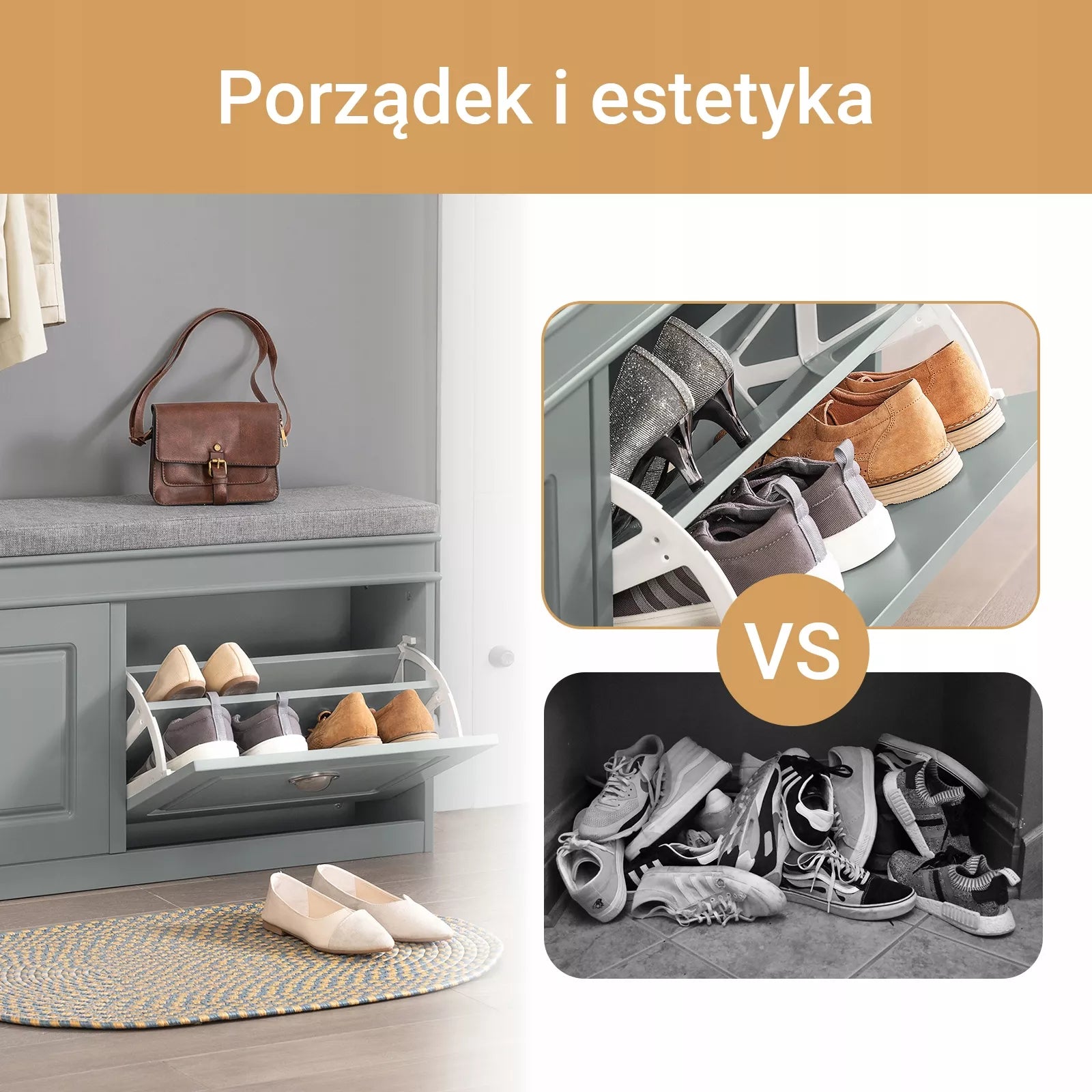 SoBuy Siaura batų spintelė su sėdyne prieškambariui 24 cm FSR64-HG
