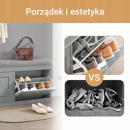 SoBuy Siaura batų spintelė su sėdyne prieškambariui 24 cm FSR64-HG