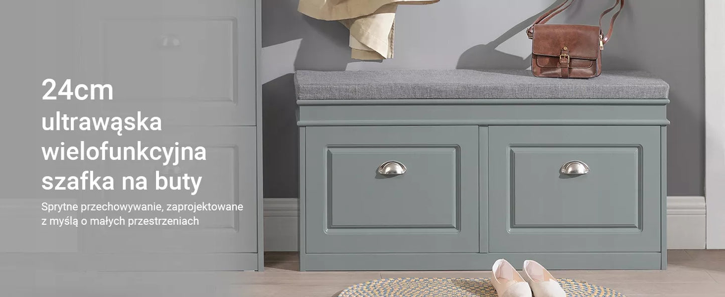 SoBuy Siaura batų spintelė su sėdyne prieškambariui 24 cm FSR64-HG
