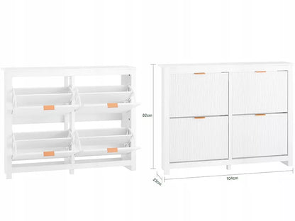 SoBuy Batų spintelė su sėdyne, stalčiais ir durelėmis FSR186-II-W