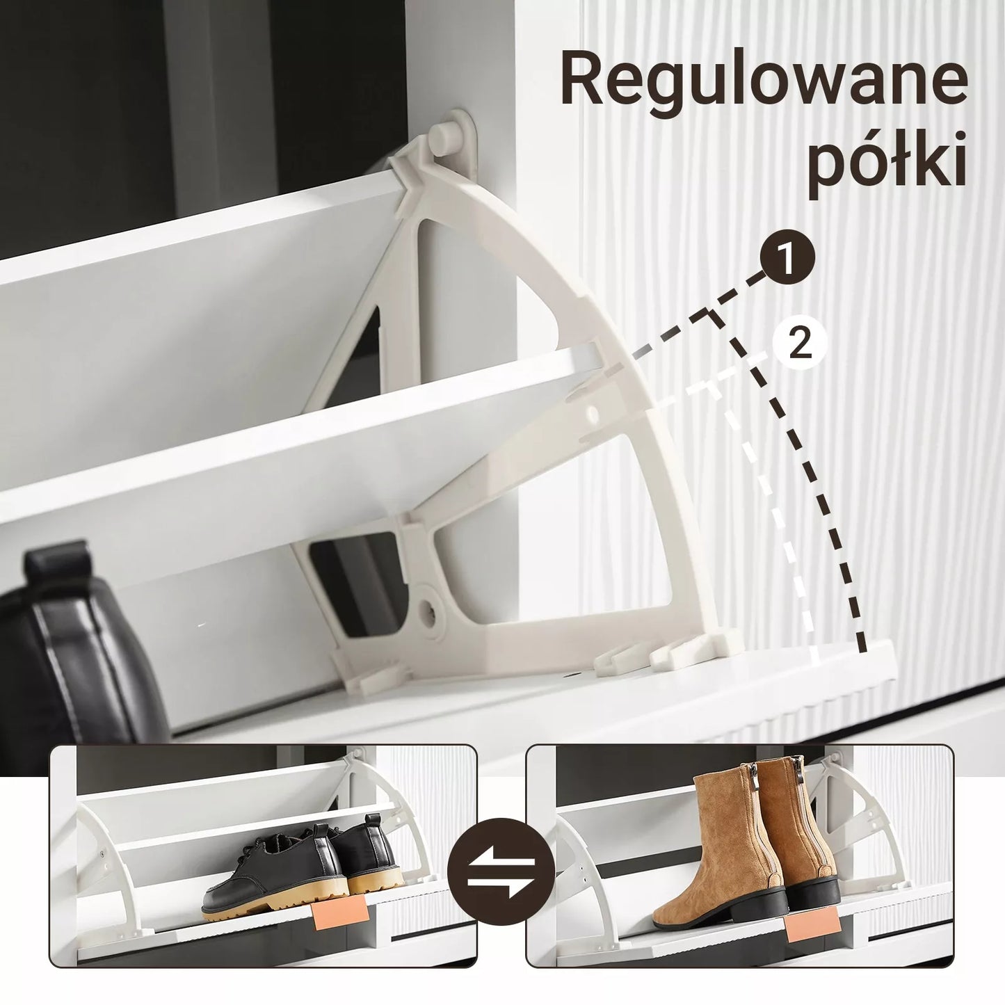 SoBuy Batų spintelė su sėdyne, stalčiais ir durelėmis FSR186-II-W