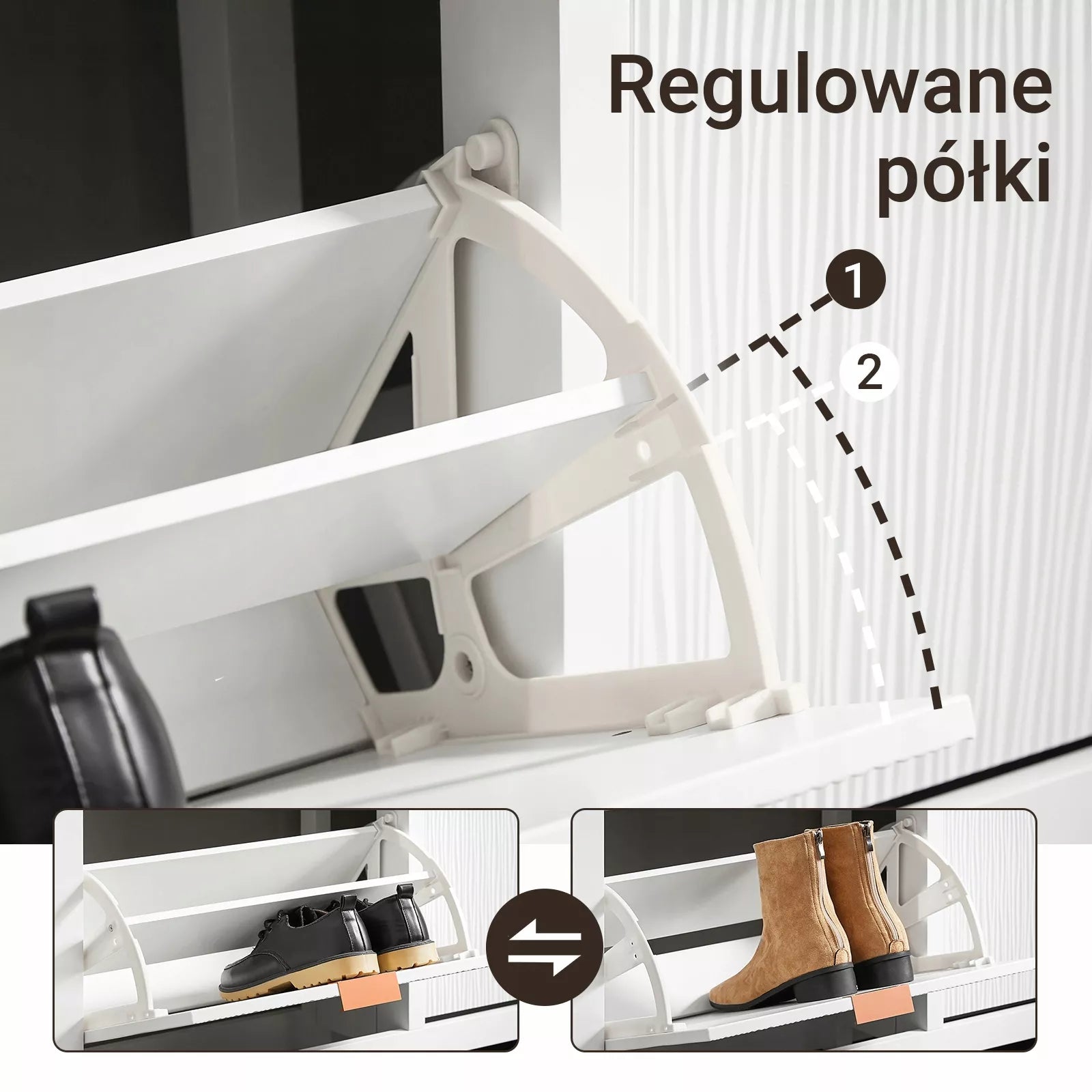 SoBuy Batų spintelė su sėdyne, stalčiais ir durelėmis FSR186-II-W
